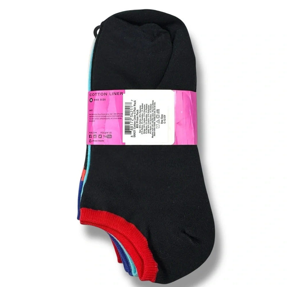 HUE Womens Cotton Sock Liner One Size Fits Most No Show Socks Multicolor 12 Pair